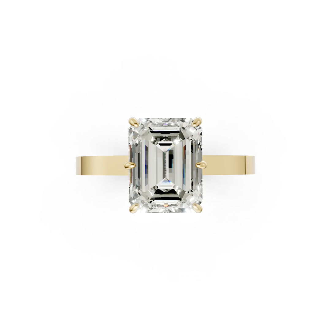 Emerald Solitaire Diamond Hidden Halo Ring
