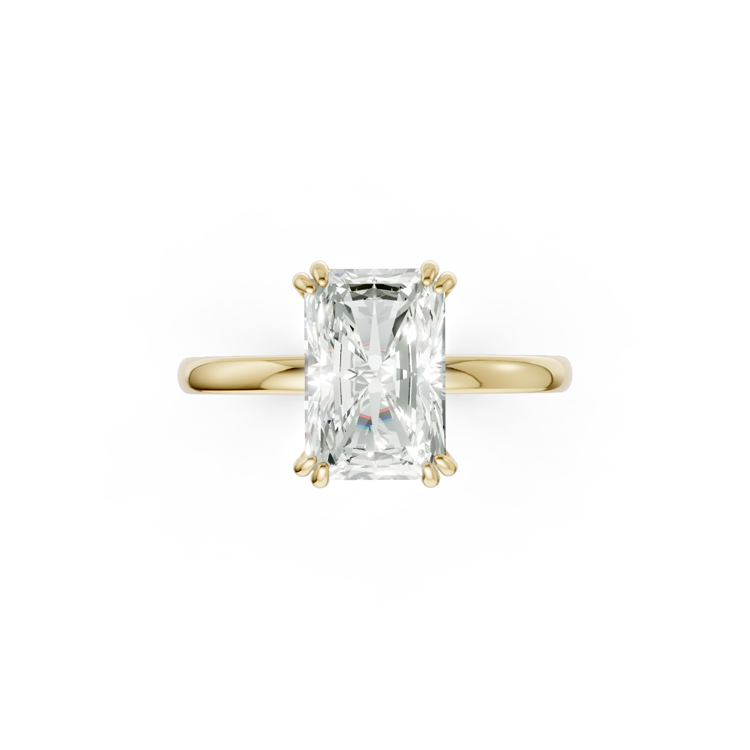 Double Prong Radiant Solitaire Ring