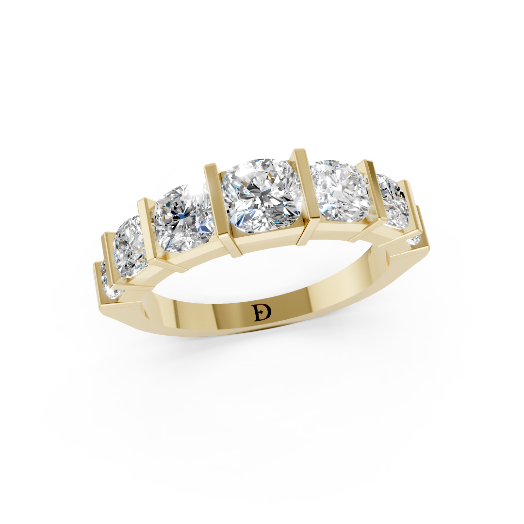 Cushion Brilliant Bar Set Diamond Band