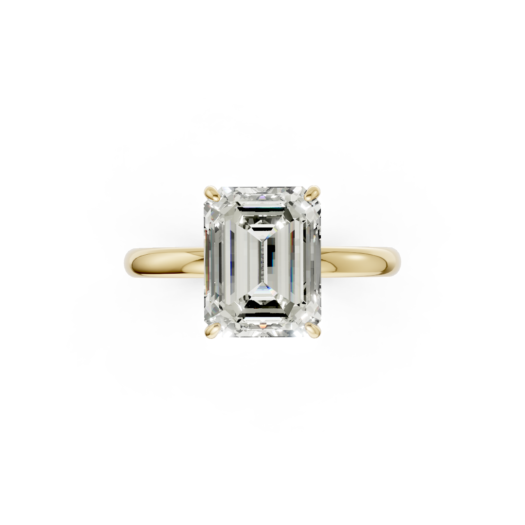 Emerald Diamond Hidden Halo Ring