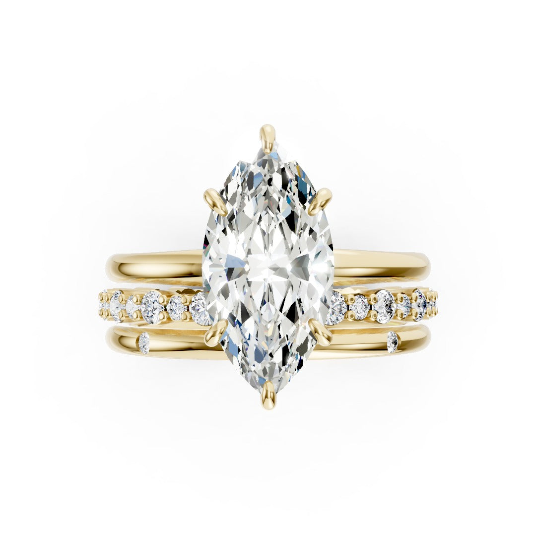 Marquise Cut Lab Diamond Three Piece Wedding Ring Set