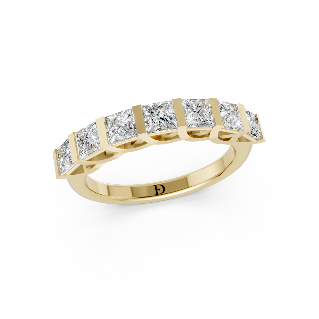 Channel Set Princess Diamond Half Eternity Band
