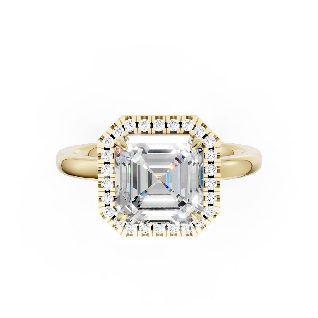 Asscher Cut Lab Created Diamond Halo Anniversary Ring