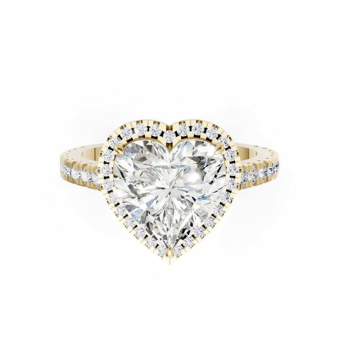 Heart Cut Diamond Floating Halo with Pavé Ring