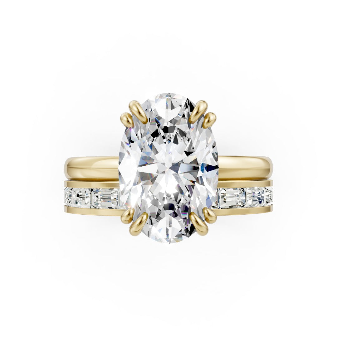 Oval Cut Lab-Grown Diamond Bridal Ring with Baguette Channel Setting Band