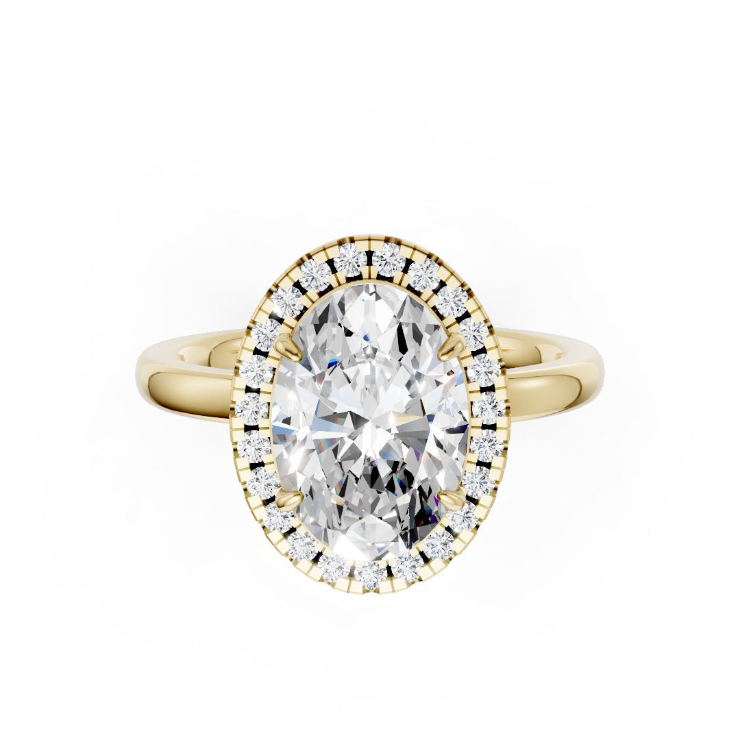 Oval Cut Lab Created Diamond Halo Anniversary Ring