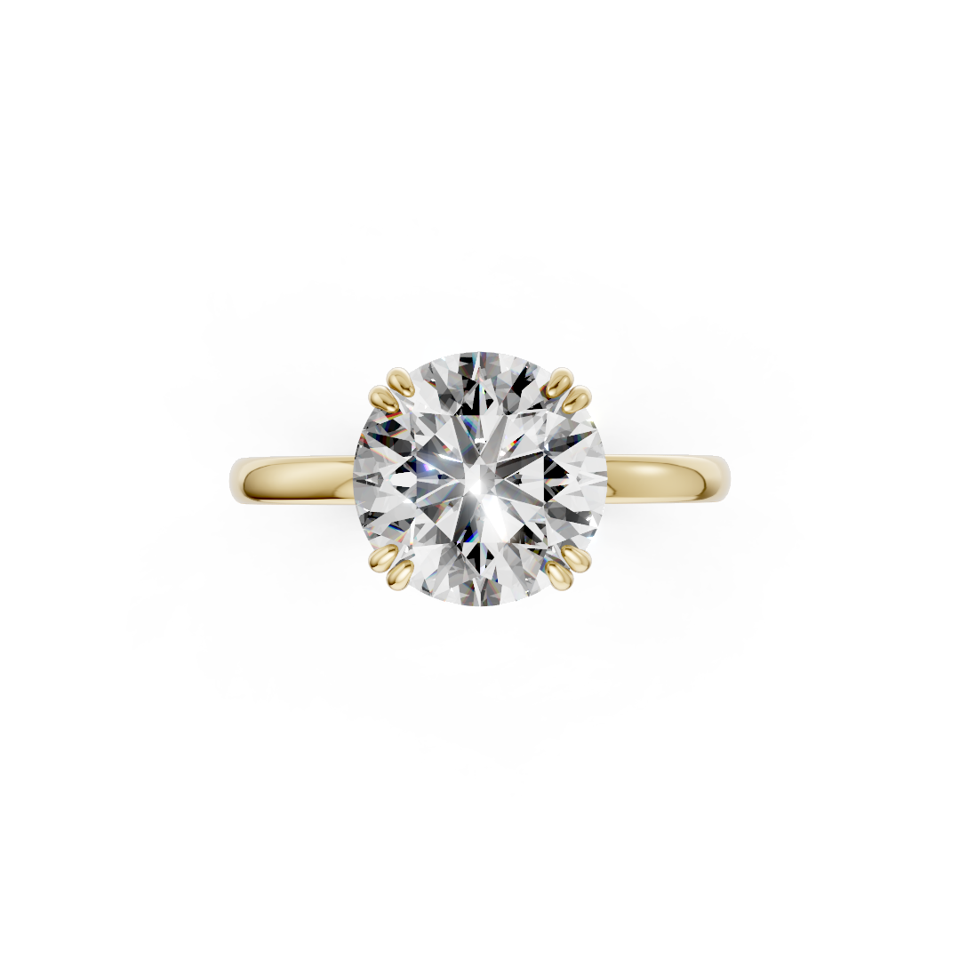 Double Prong Round Solitaire Ring