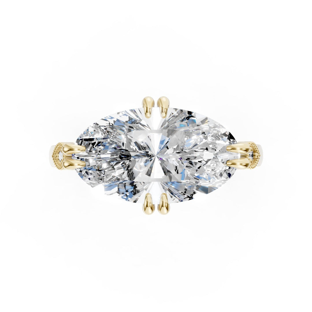 Oval Cut Lab Grown East Or west Diamond Engagement Ring