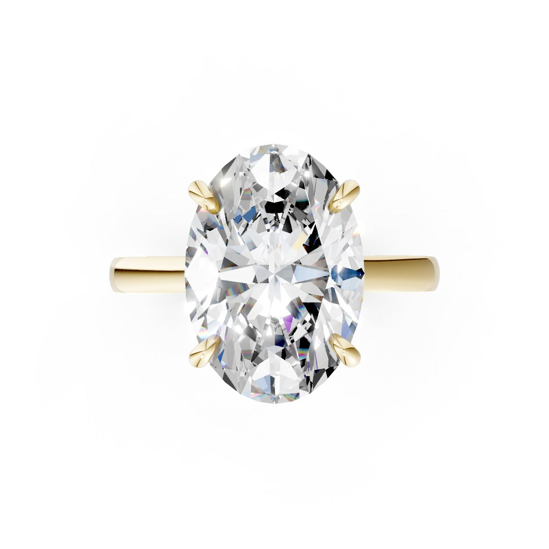 Oval Cut Lab Diamond Cathedral Ring with Hidden Halo