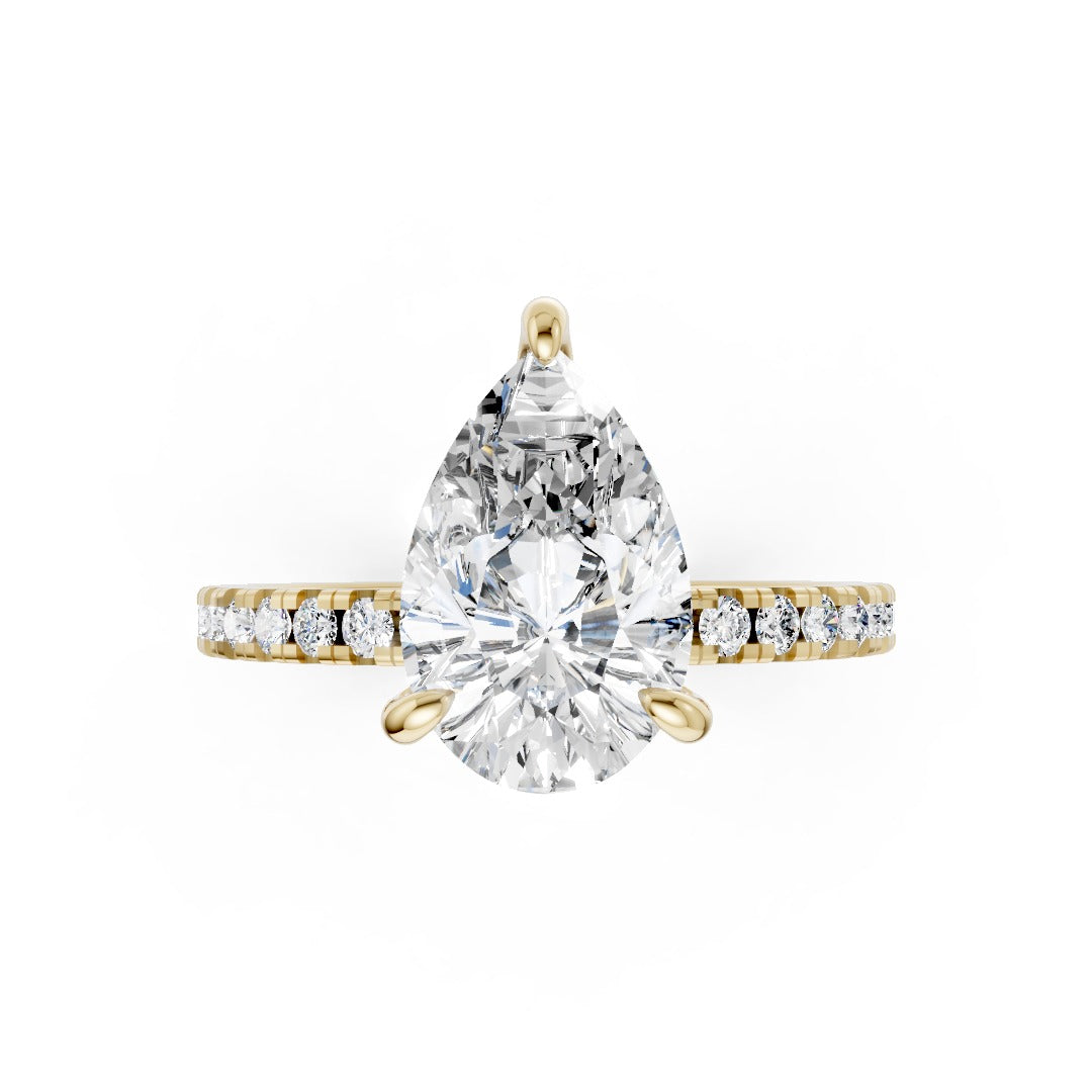 Pear Shaped Lab Grown Diamond Halo Pave Ring