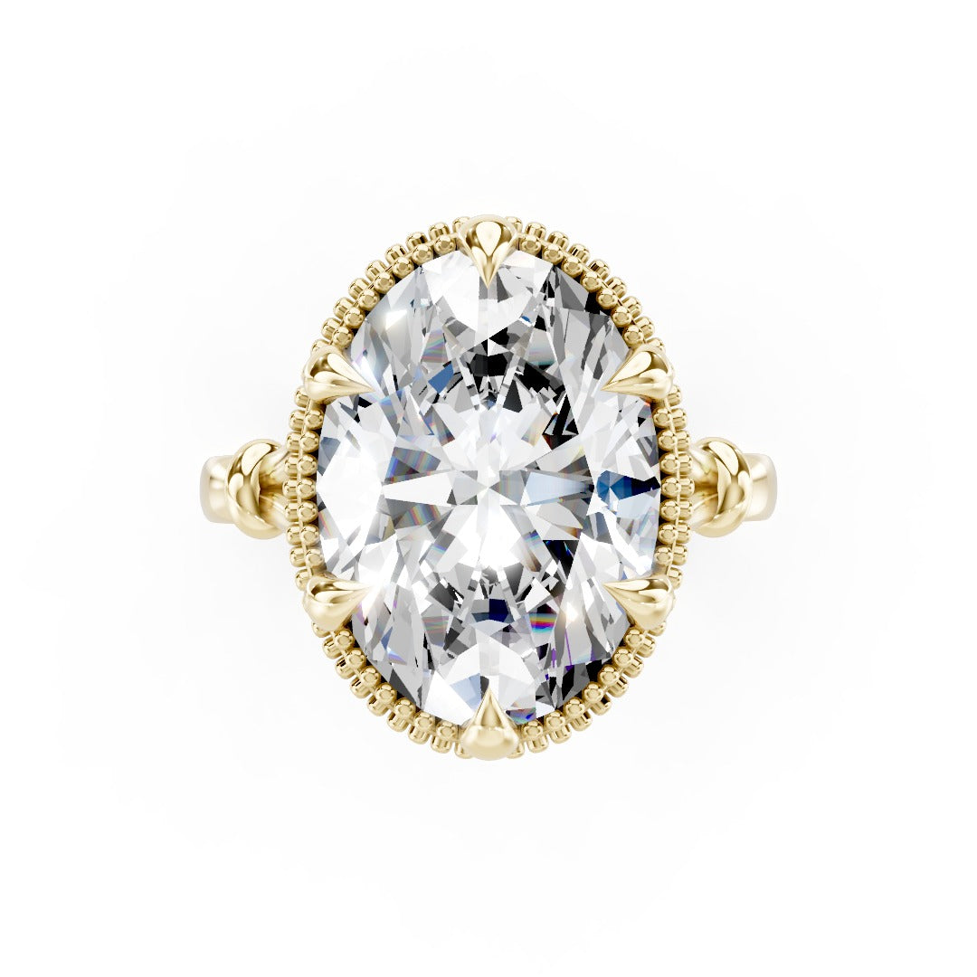 Oval Cut Lab Diamond Milgrain Filigree Halo Vintage Ring