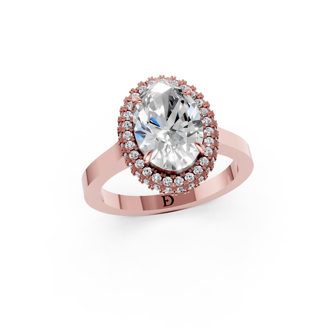 Oval Diamond Double Halo Ring
