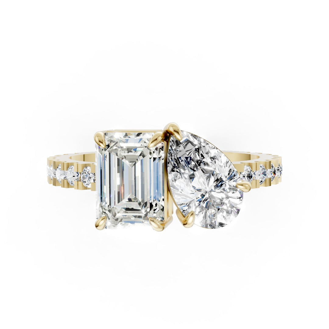 You And Me Emerald And Pear Diamond Ring