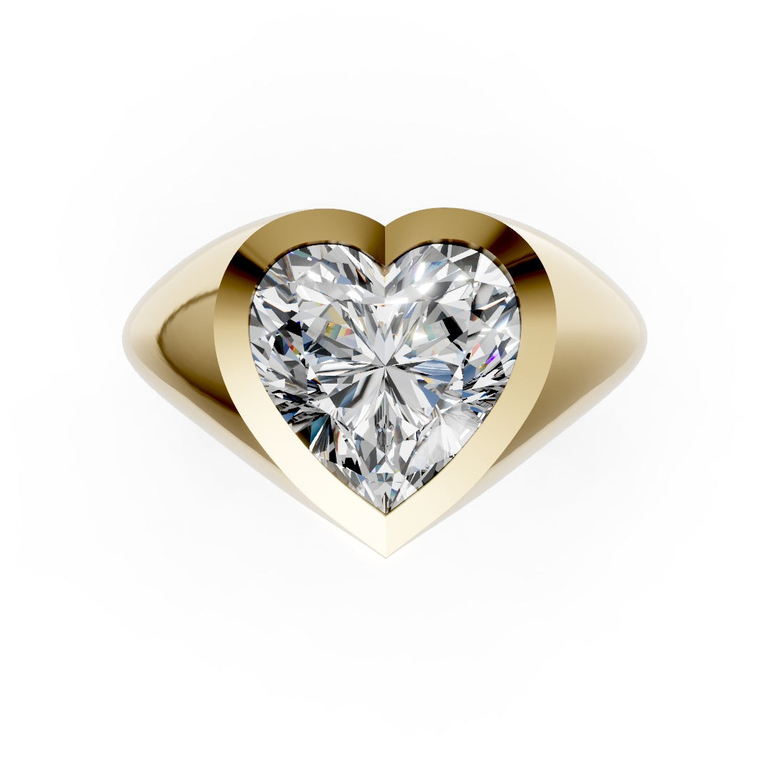Heart Cut Bezel-Set Tapered Engagement Ring