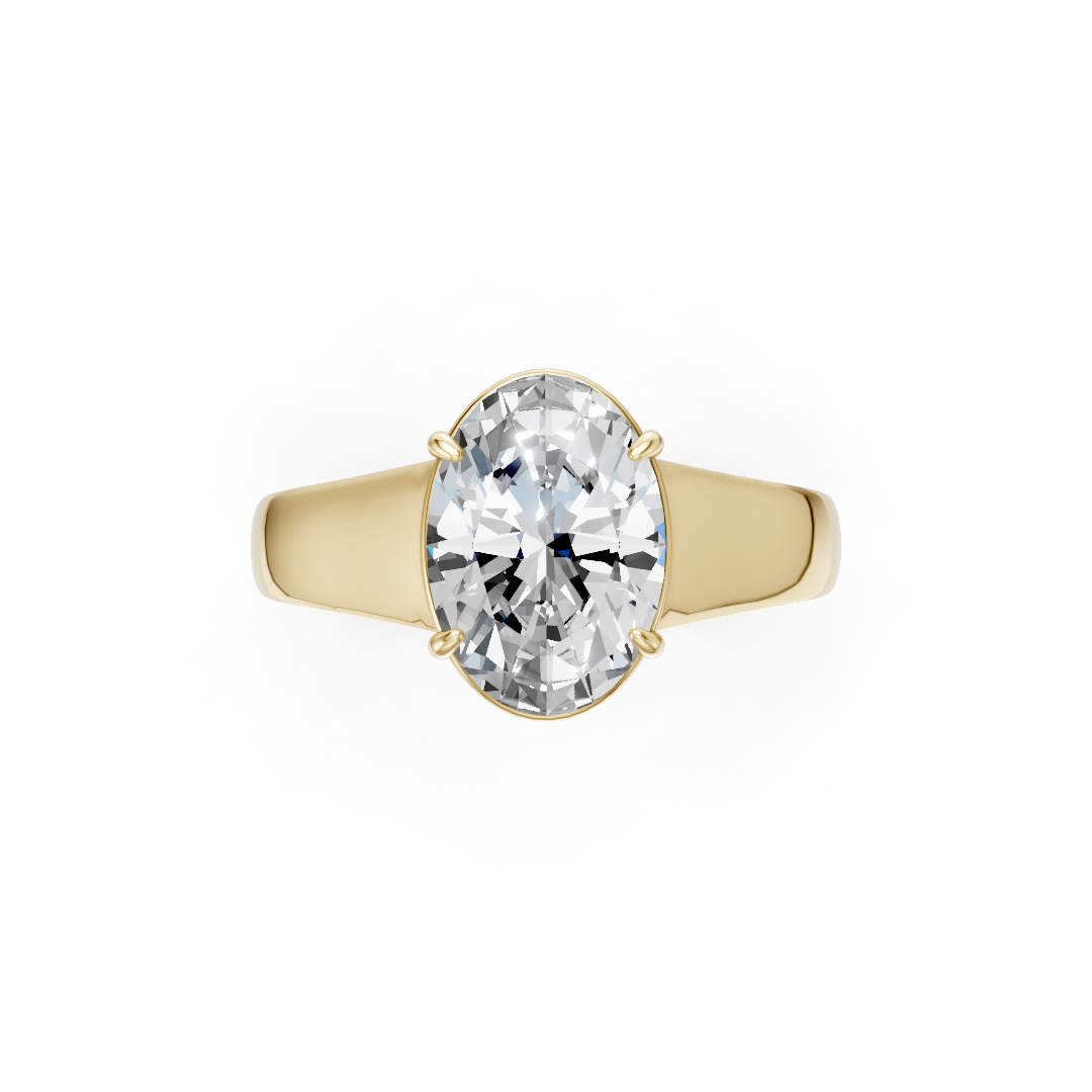 Oval Diamond Tapered Band Ring