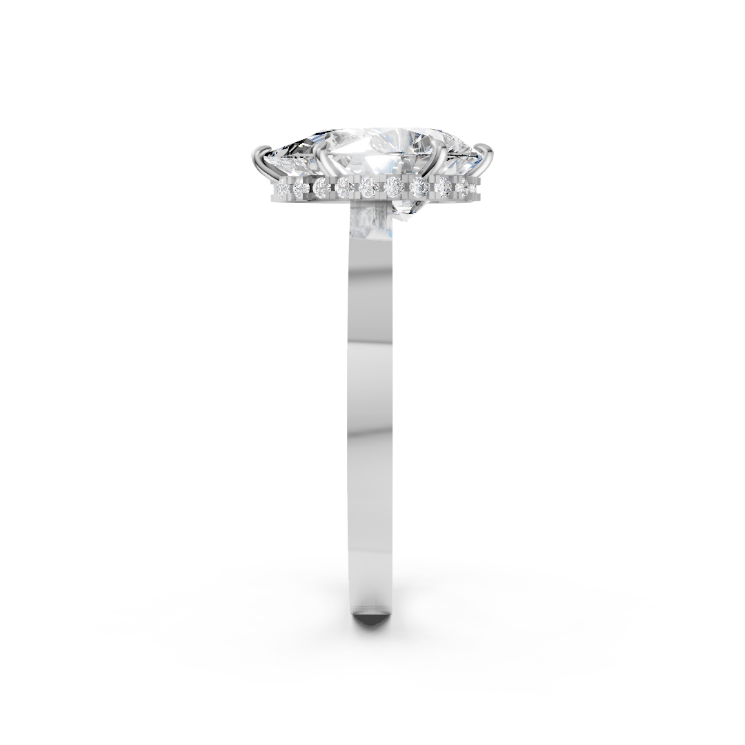 Pear Solitaire Diamond Hidden Halo Ring