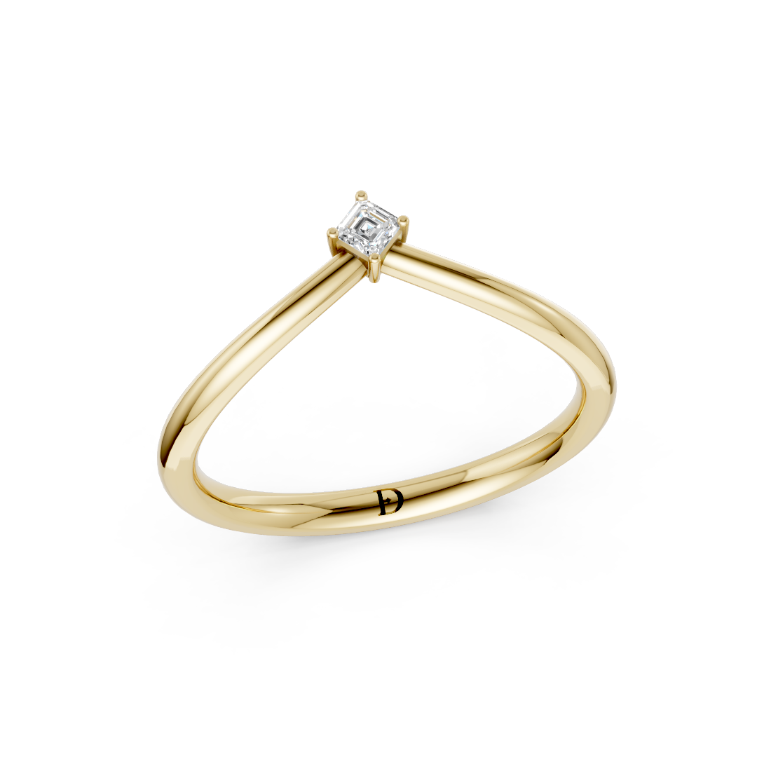 V Shape Asscher Curved Stacking Band