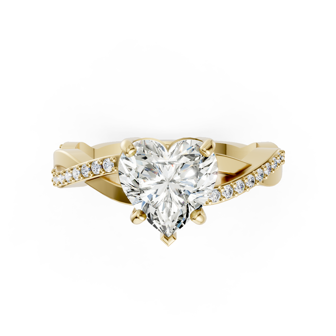 Heart Cut Diamond Pave Set Criss-Cross Ring