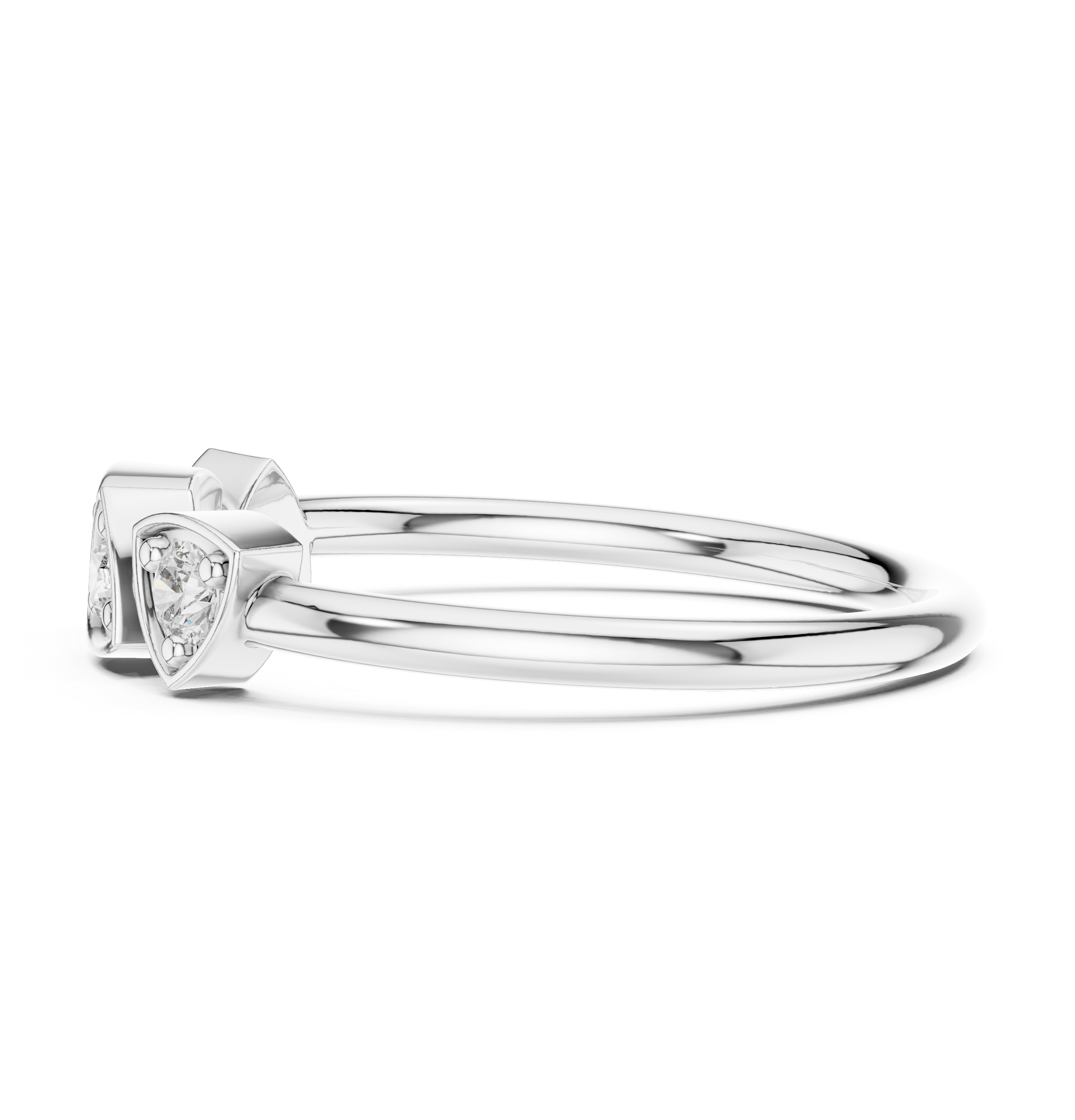 Round Brilliant Diamond Triangle Shaped Geometric Wedding Band