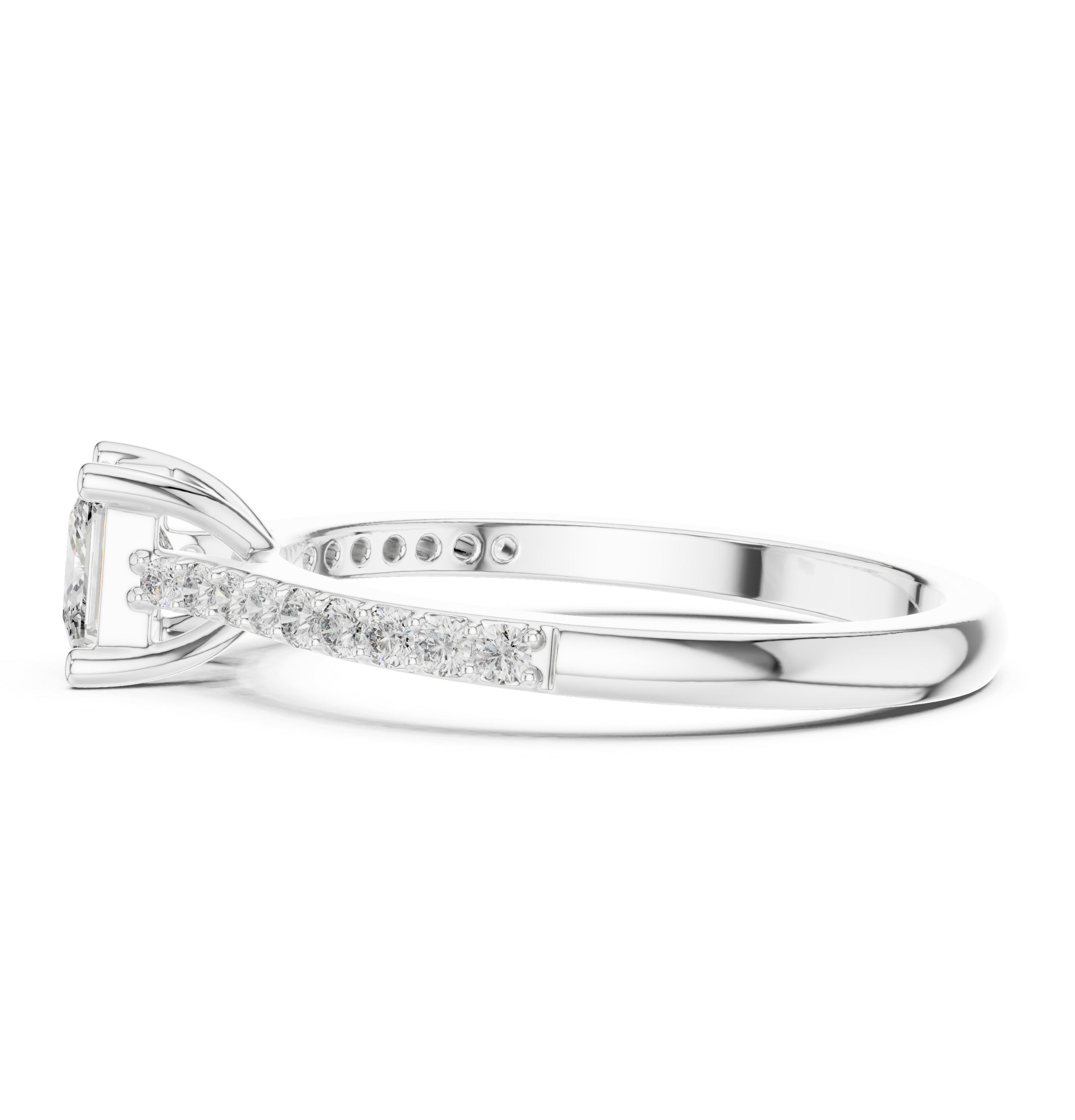 Princess Cut Diamond Pave Set Engagement Ring