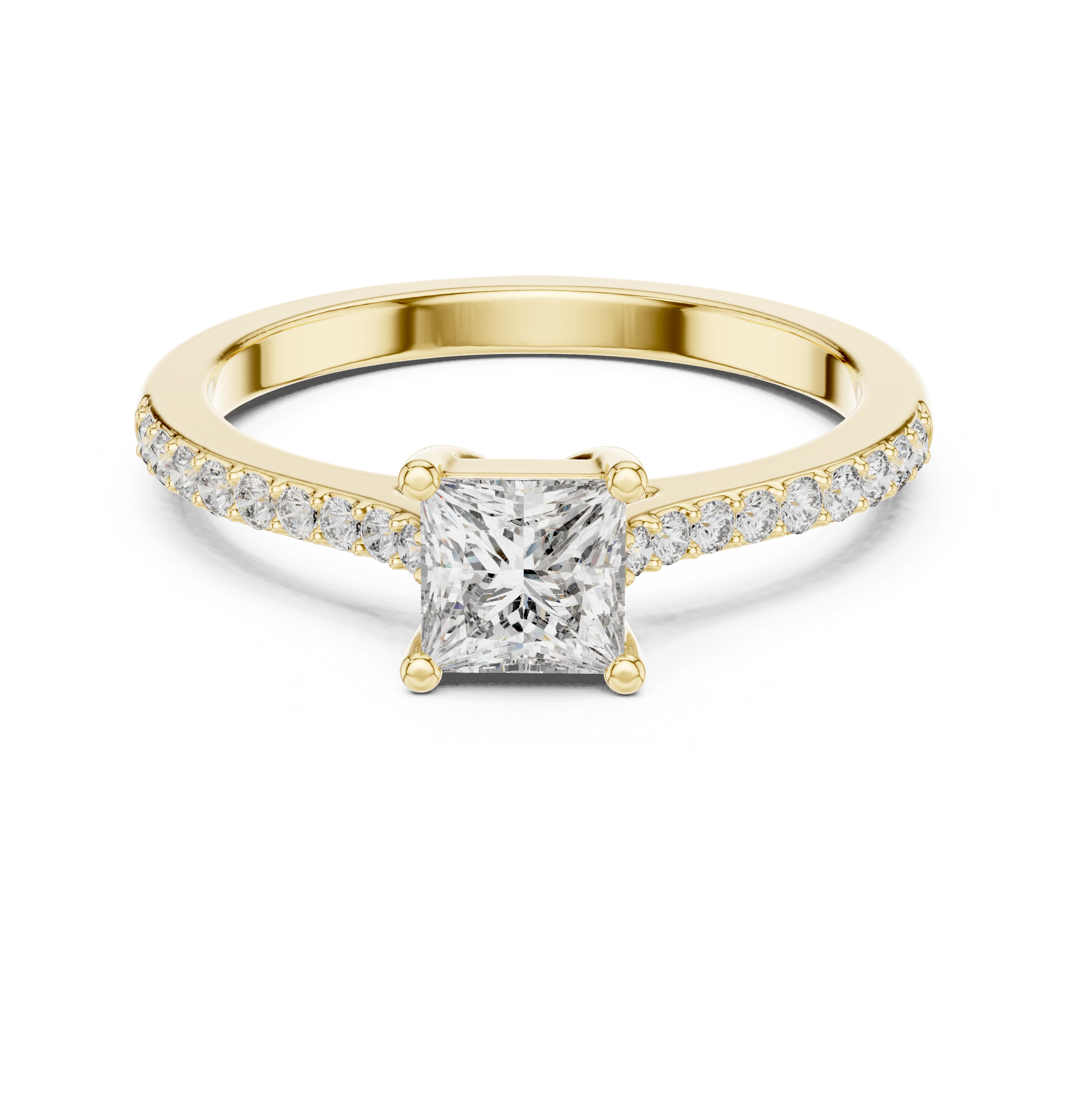Princess Cut Diamond Pave Set Engagement Ring