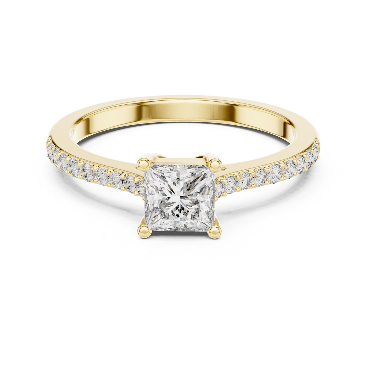 Princess Cut Diamond Pave Set Engagement Ring