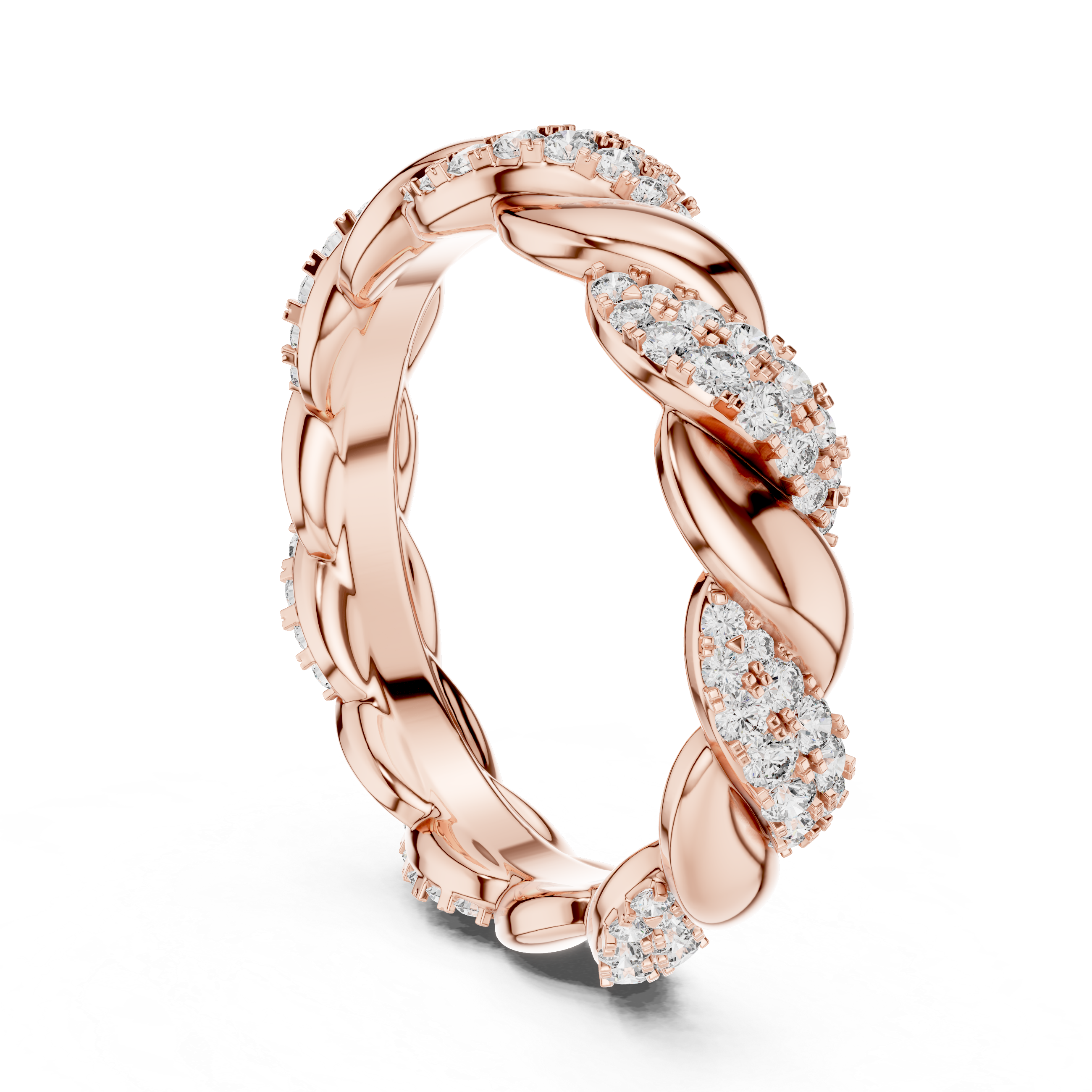 Round Brilliant Cut Twisted Rope Diamond Wedding Band