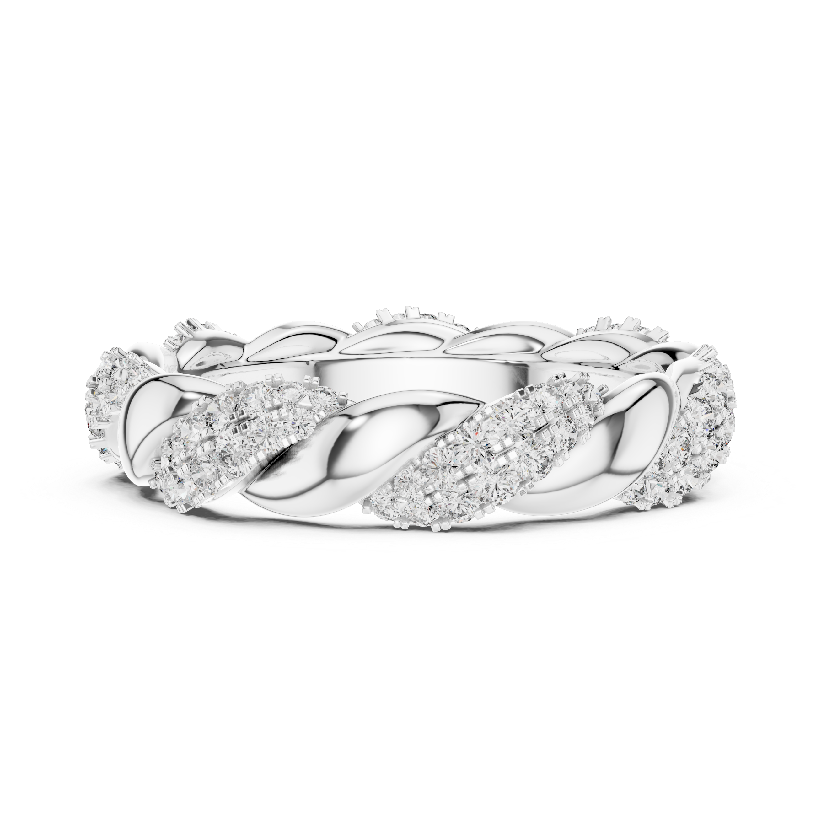Round Brilliant Cut Twisted Rope Diamond Wedding Band