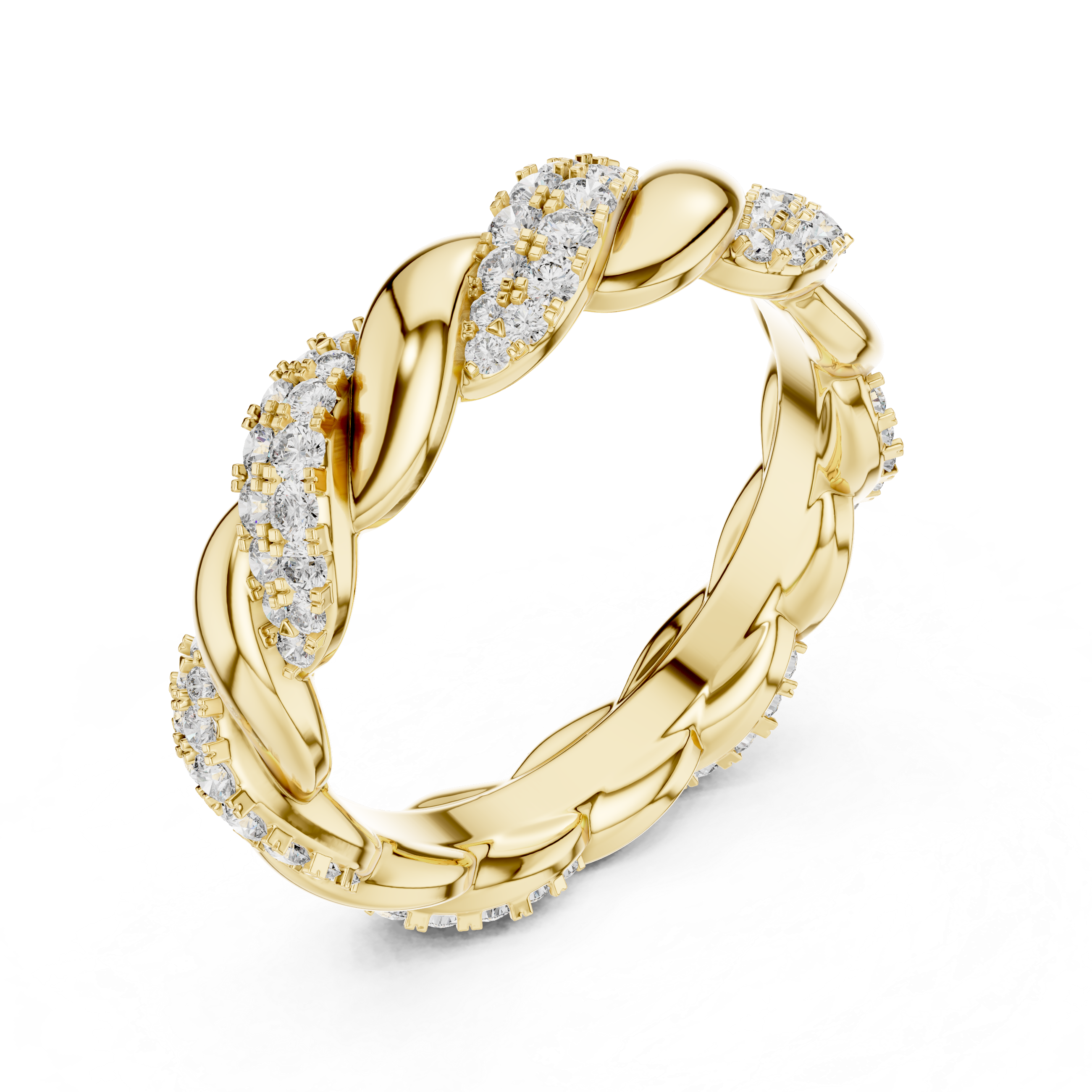 Round Brilliant Cut Twisted Rope Diamond Wedding Band