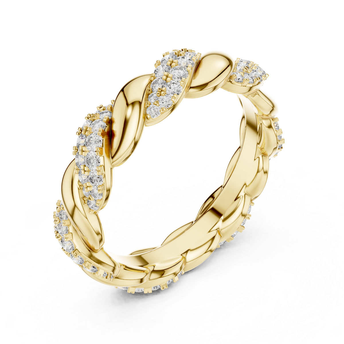 Round Brilliant Cut Twisted Rope Diamond Wedding Band