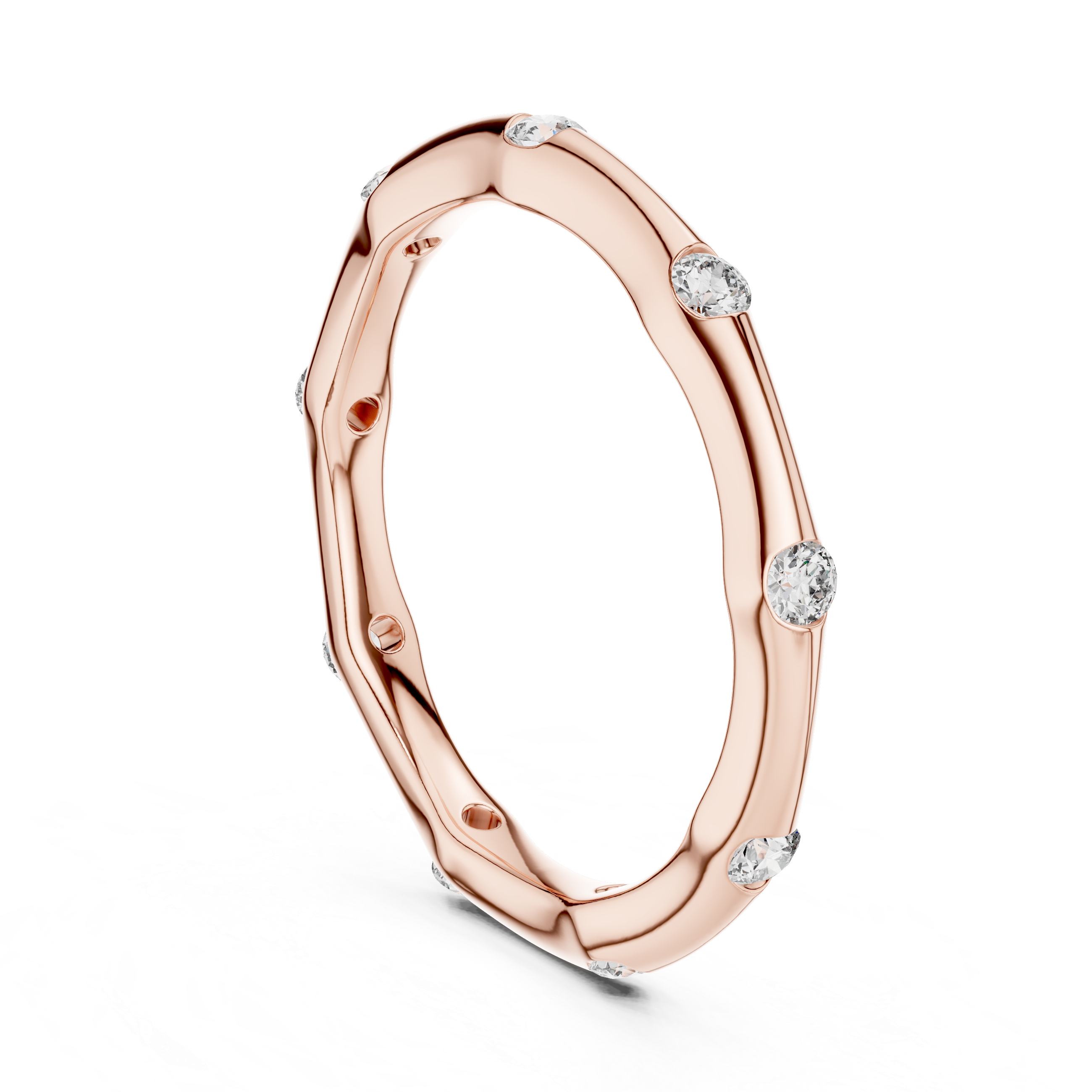Minimalist Bamboo Bezel Diamond Eternity Band