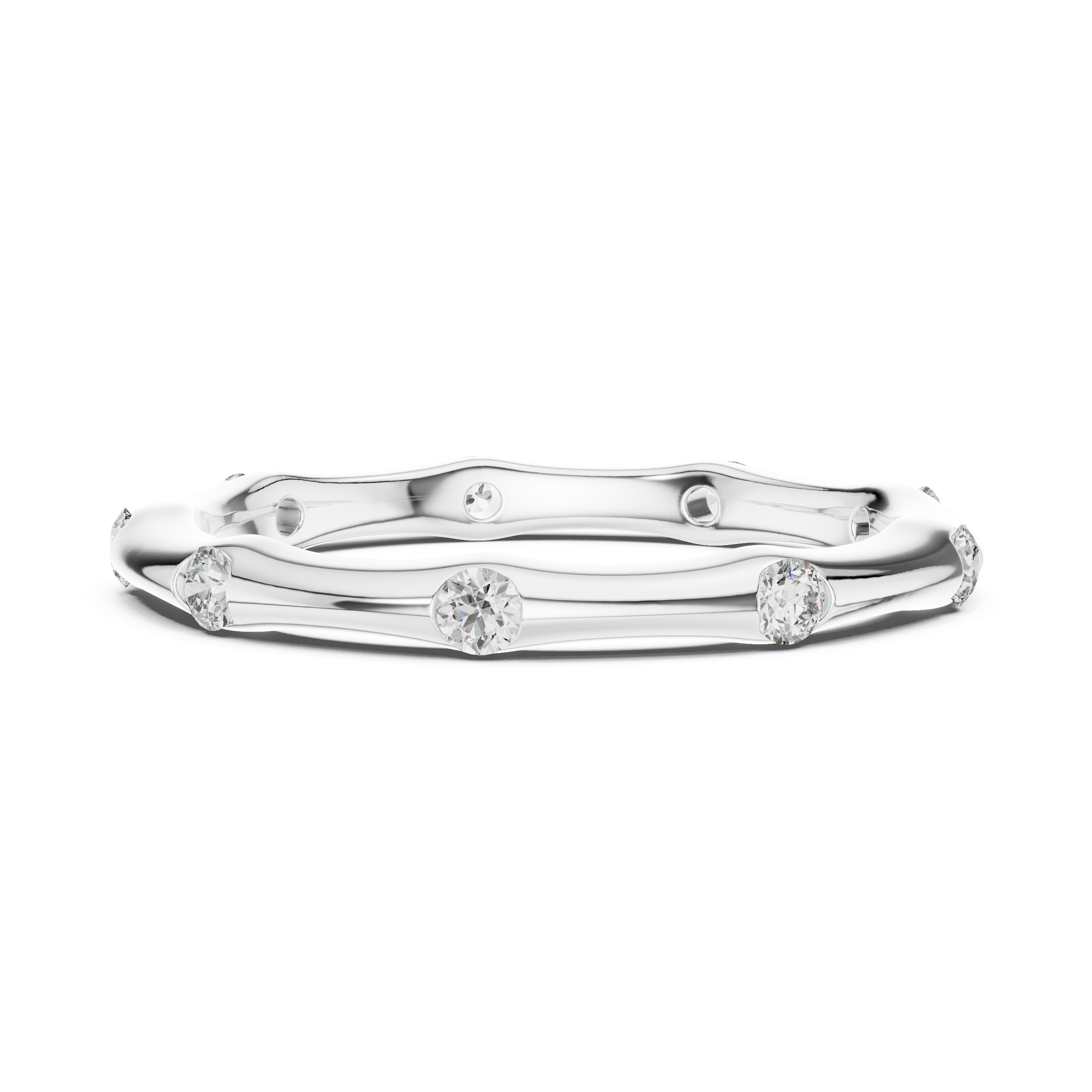 Minimalist Bamboo Bezel Diamond Eternity Band