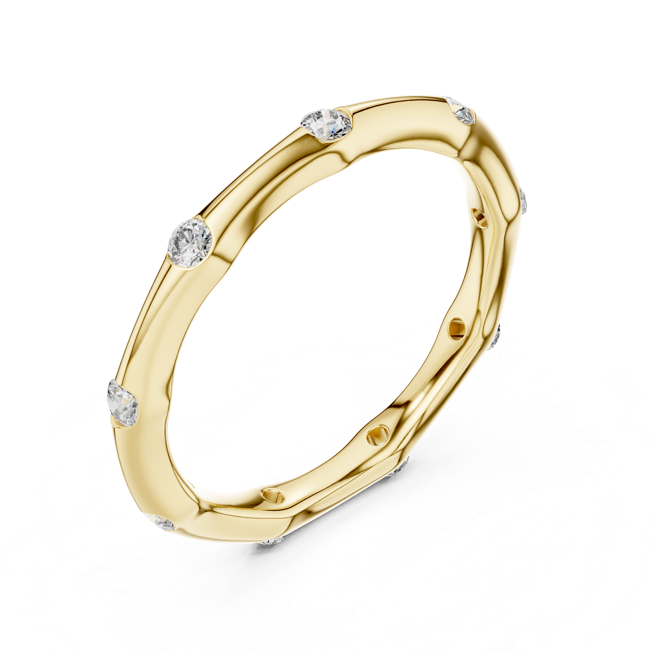 Minimalist Bamboo Bezel Diamond Eternity Band