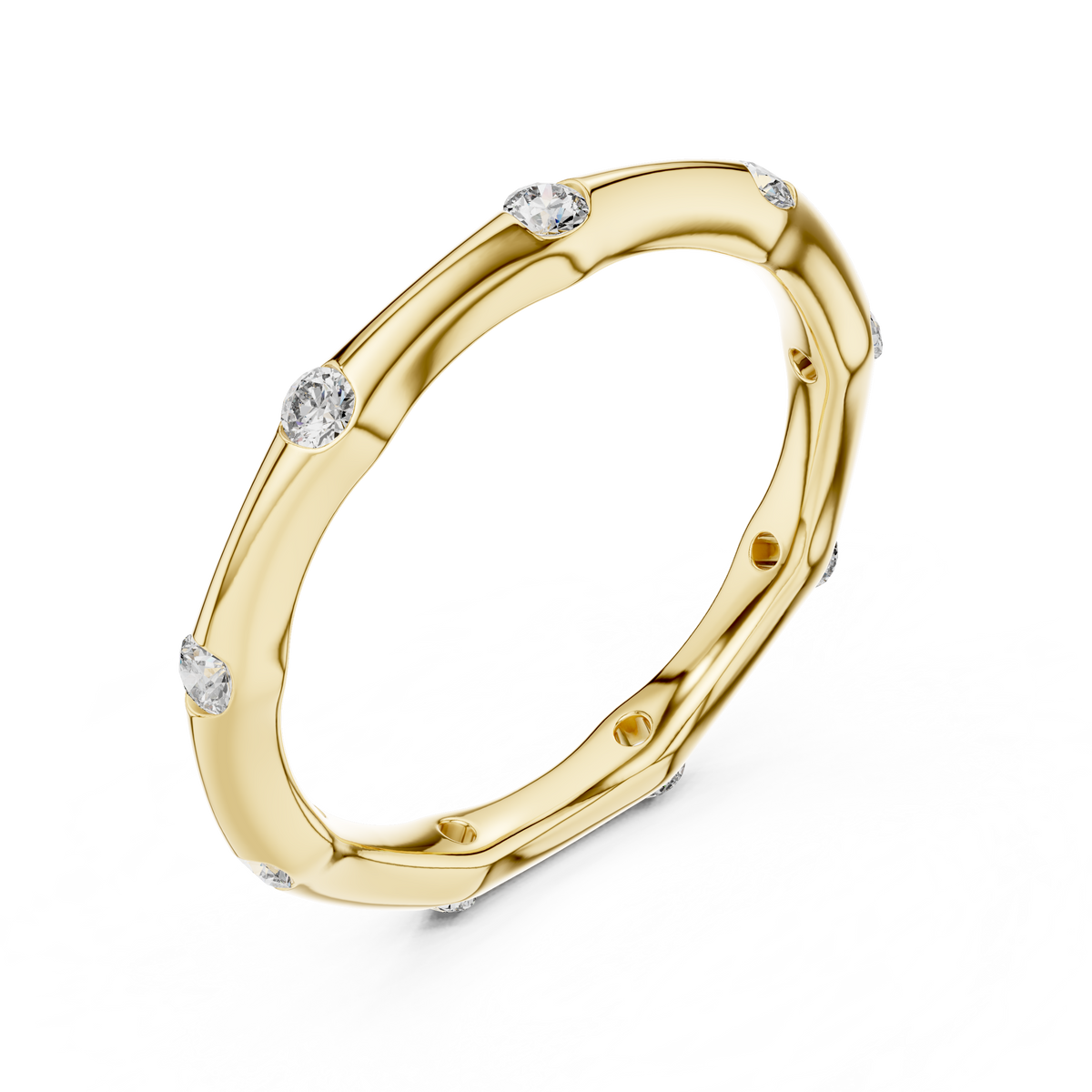 Minimalist Bamboo Bezel Diamond Eternity Band