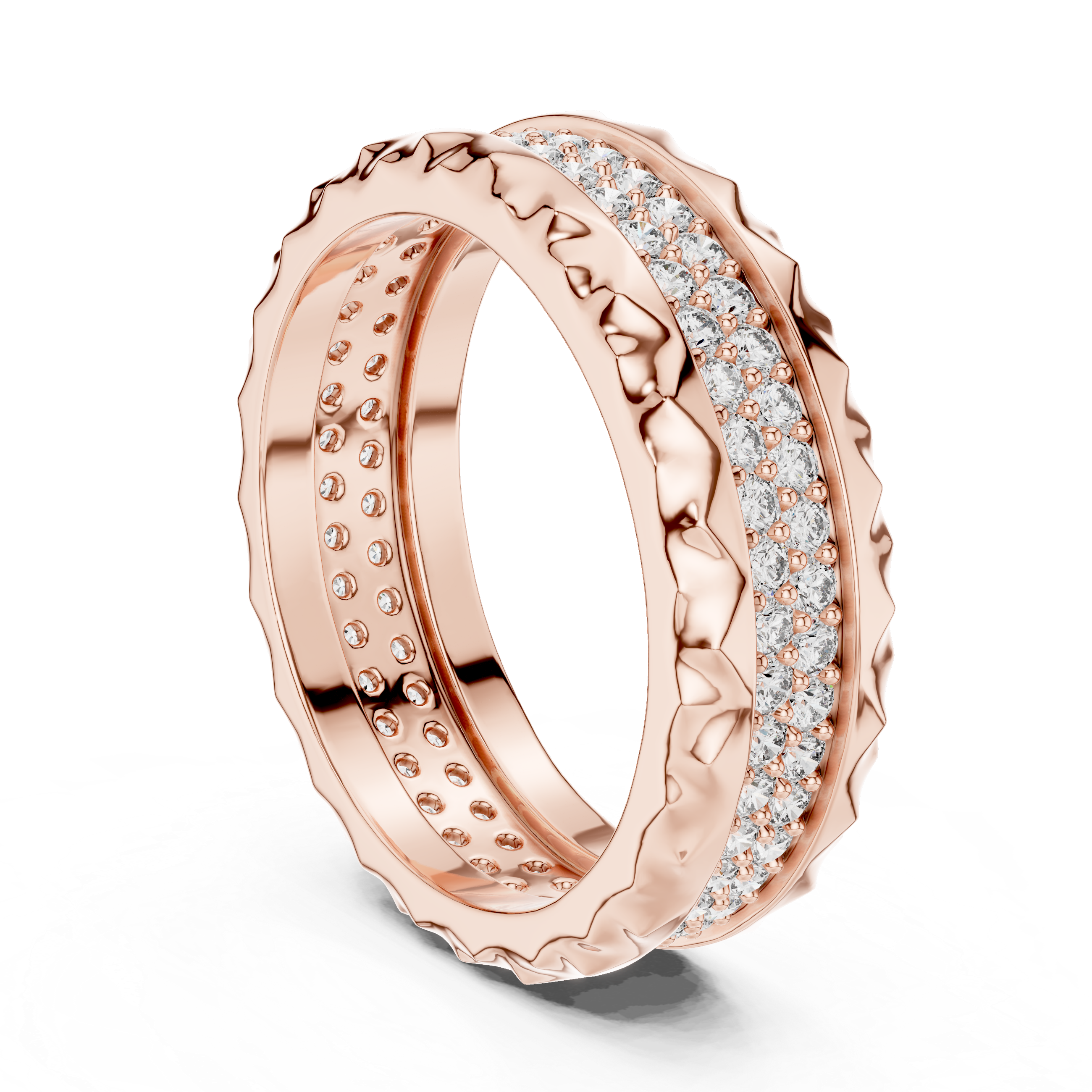 Textured Edge Diamond Eternity Wedding Band