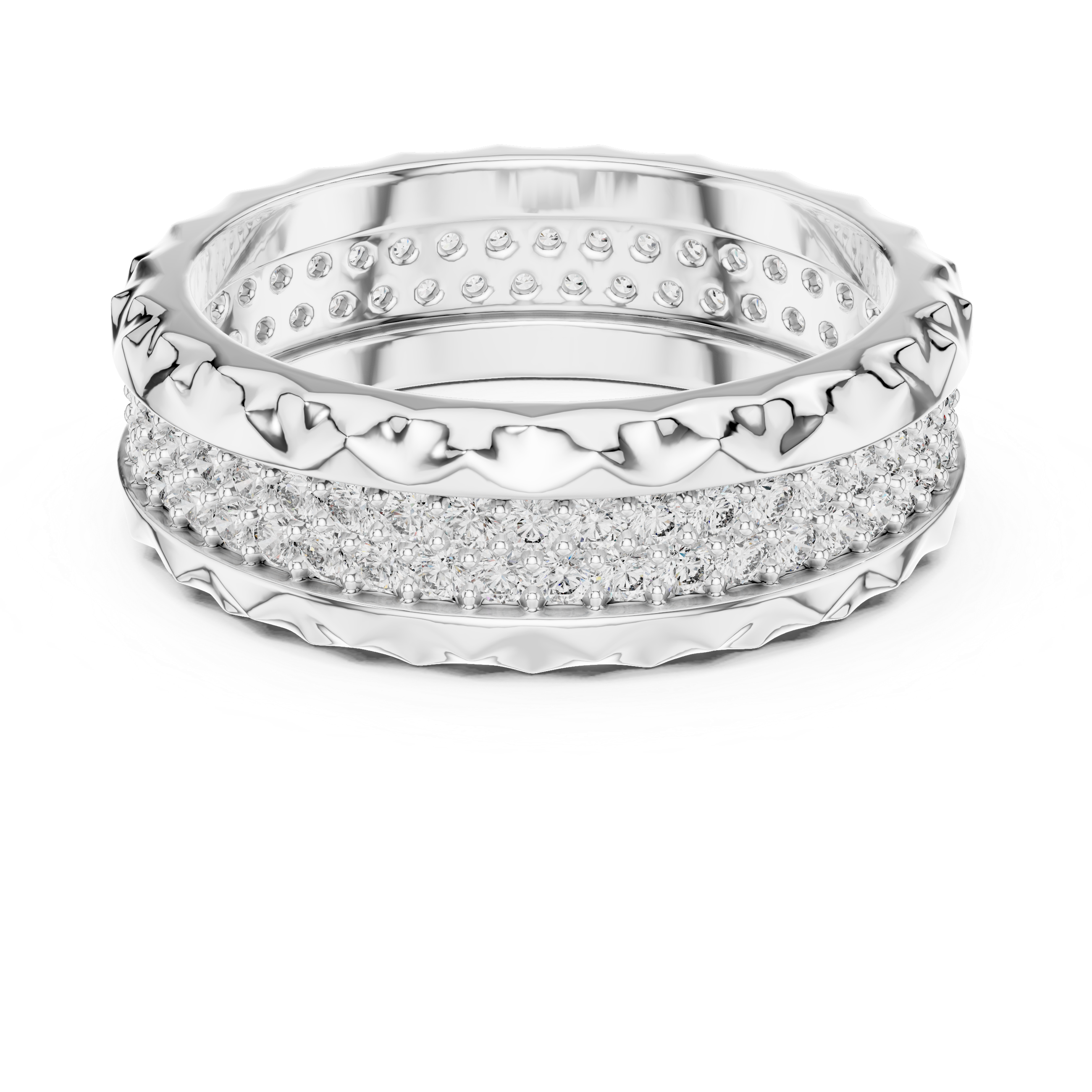 Textured Edge Diamond Eternity Wedding Band