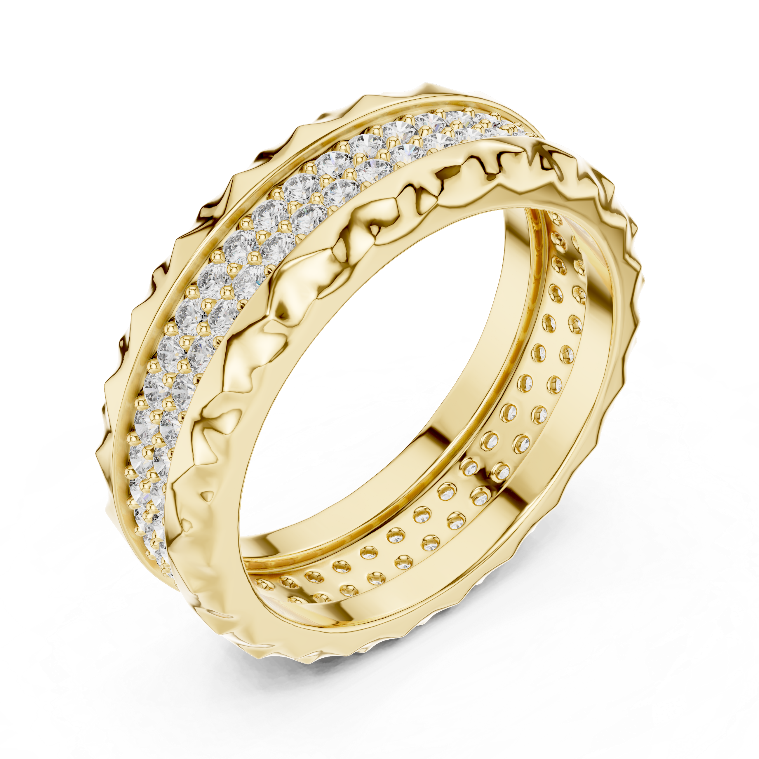 Textured Edge Diamond Eternity Wedding Band