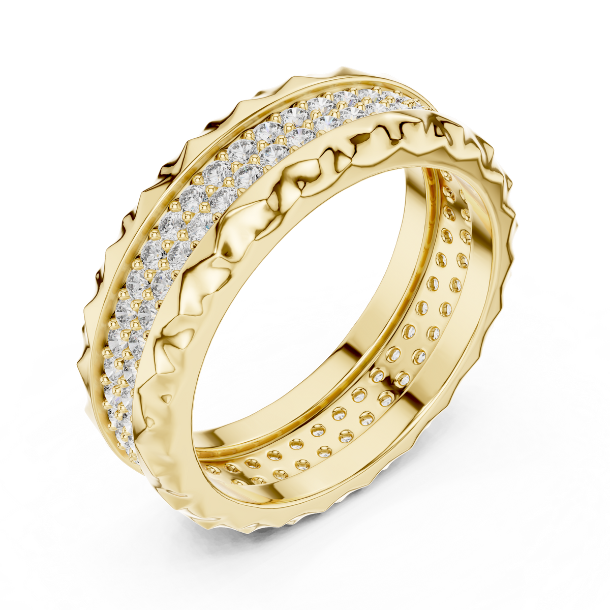 Textured Edge Diamond Eternity Wedding Band