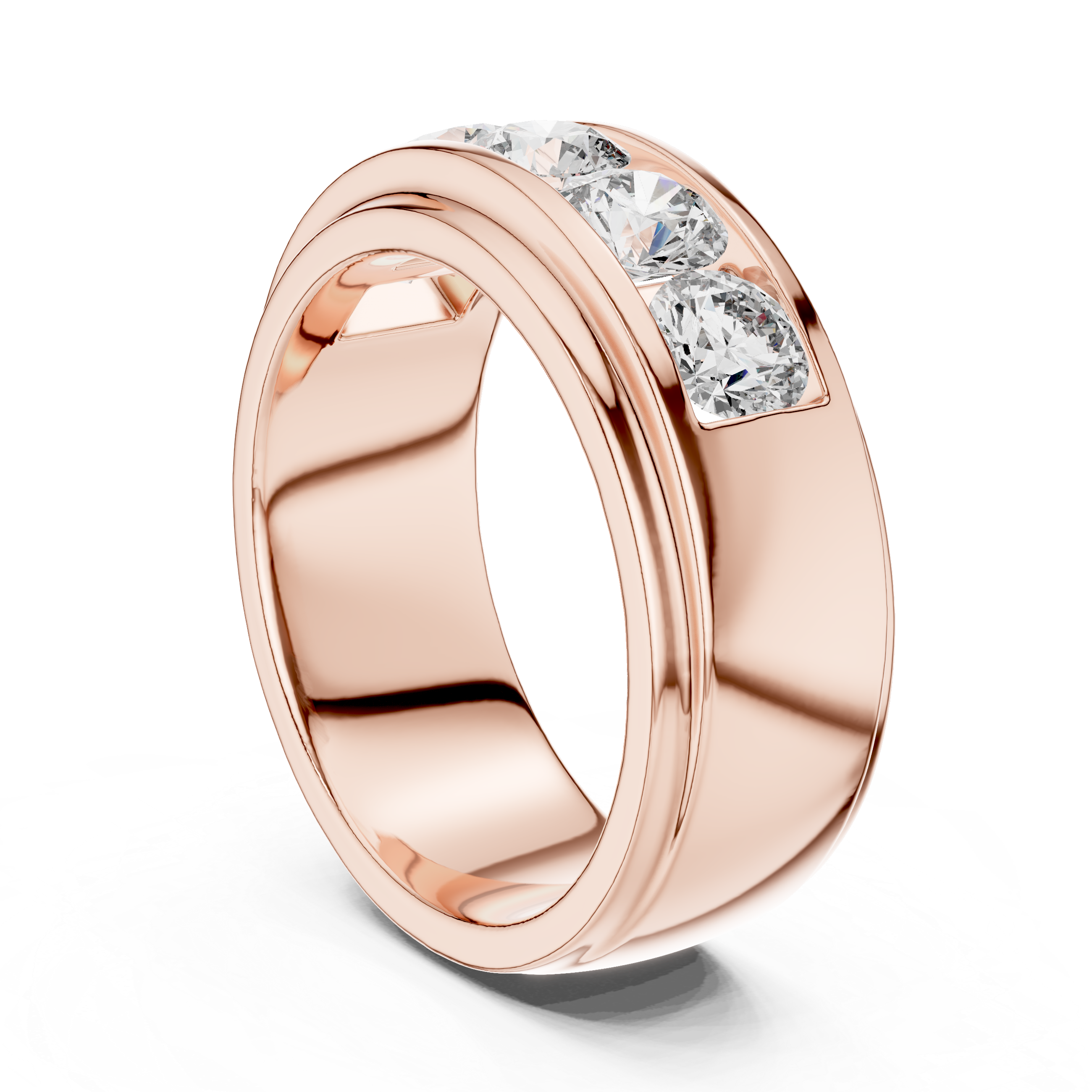 Five Stone Bold Flush Set Diamond Wedding Band