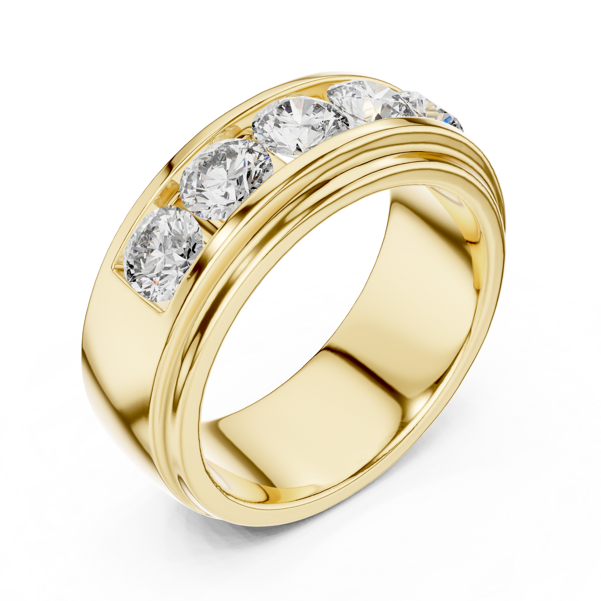Five Stone Bold Flush Set Diamond Wedding Band