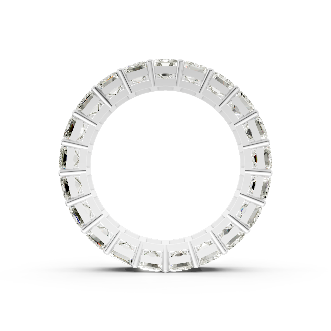 Emerald Diamond Shared Prong Eternity Band