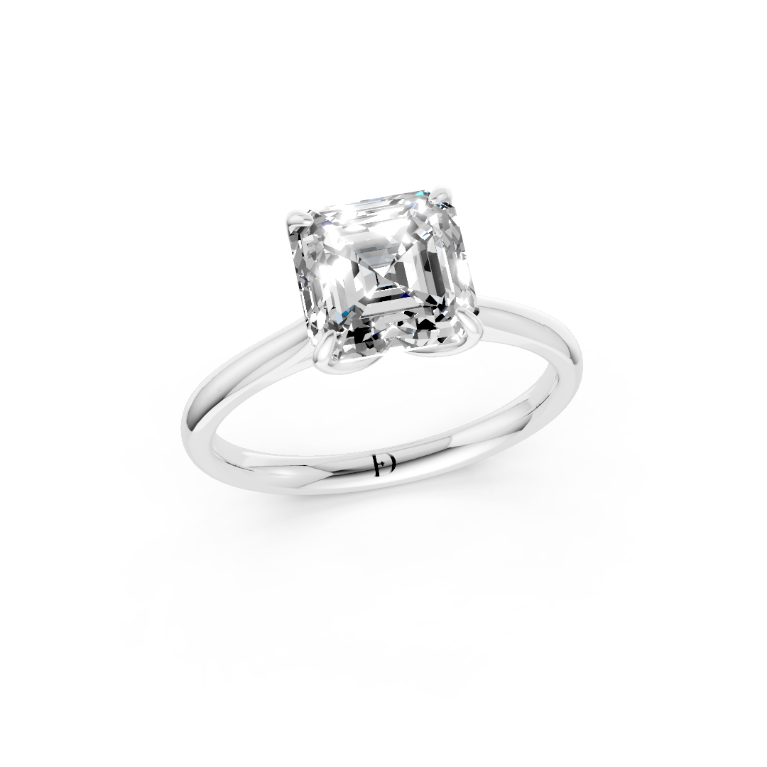 Asscher Cut Flower Prong ring