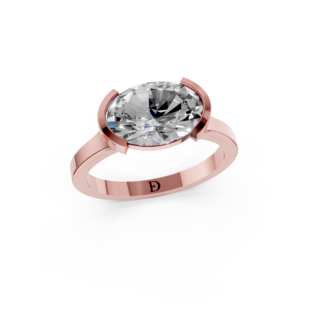 Oval Cathedral Half Bezel Solitaire Ring