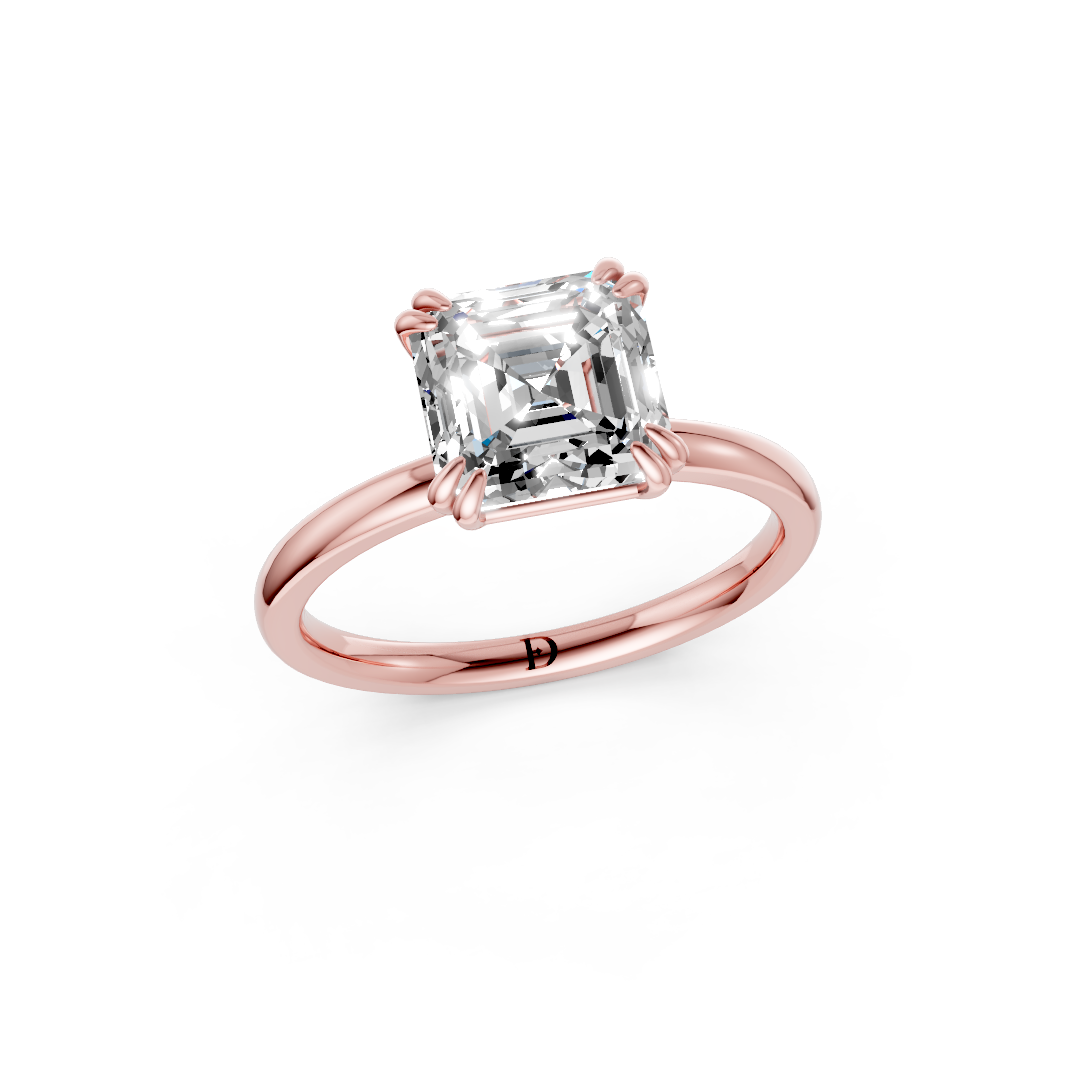 Double Prong Asscher Solitaire Ring