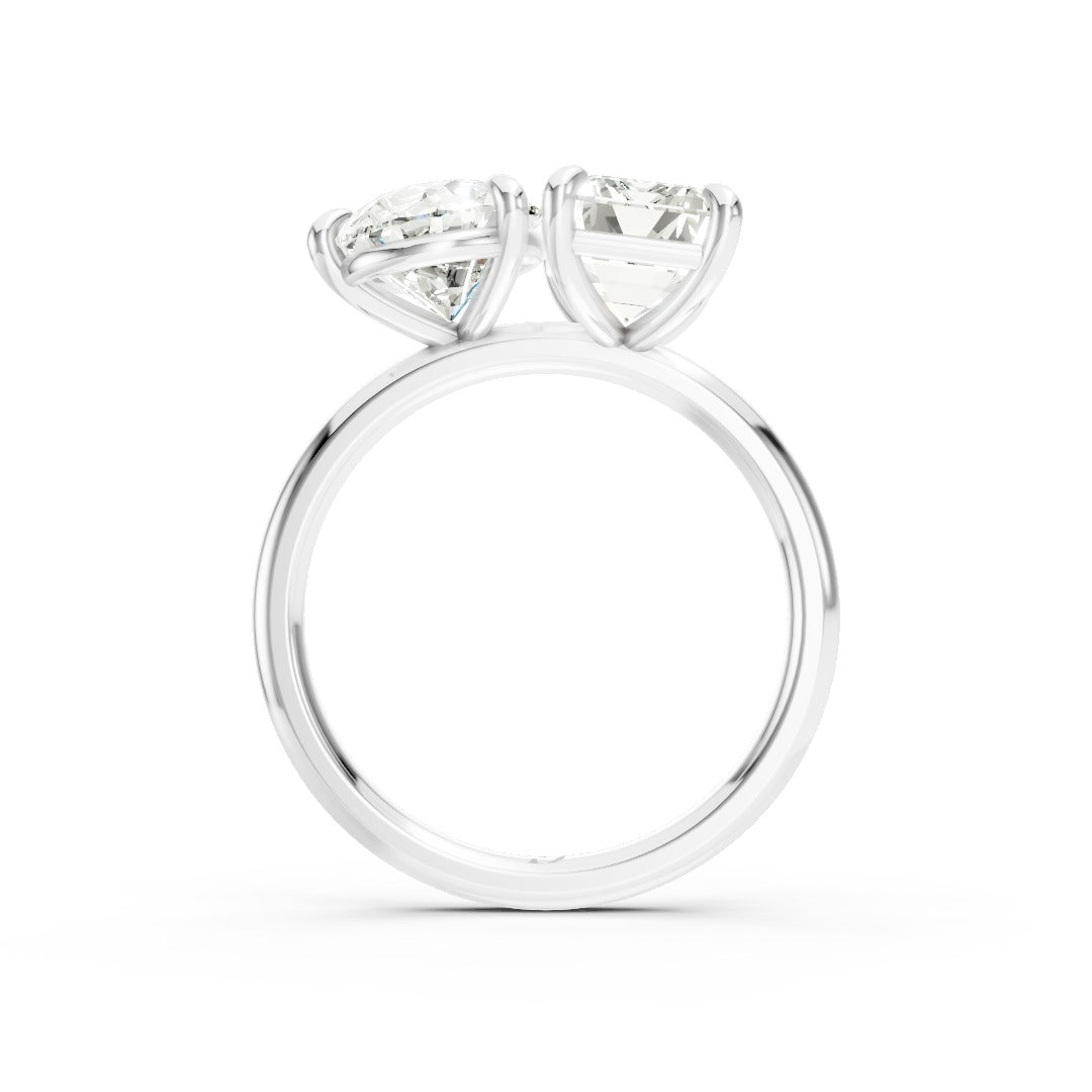 Toi et Moi Pear And Emerald Cut Engagement Ring