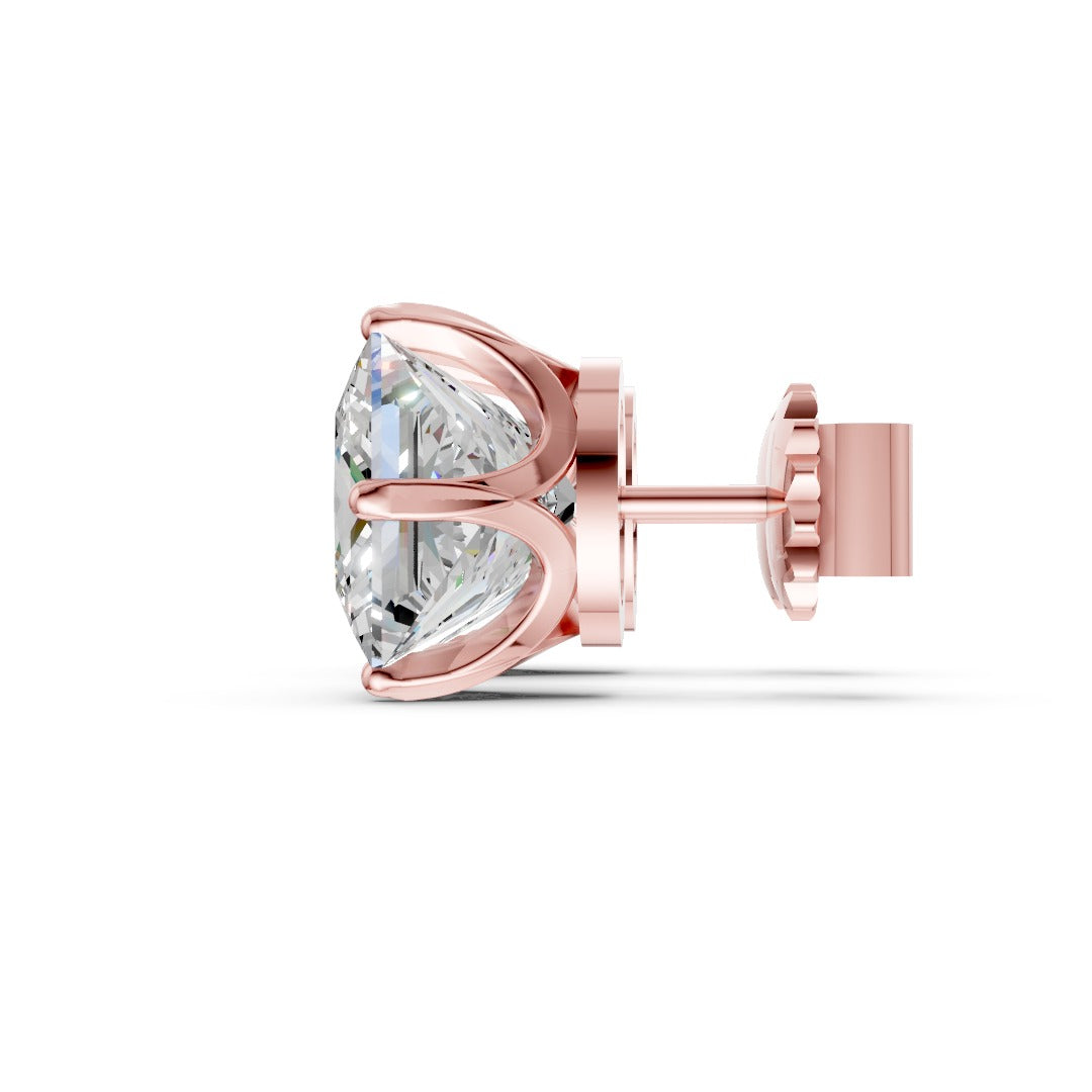 Princess Cut Lab Diamond Six Prong Crown Stud Earrings