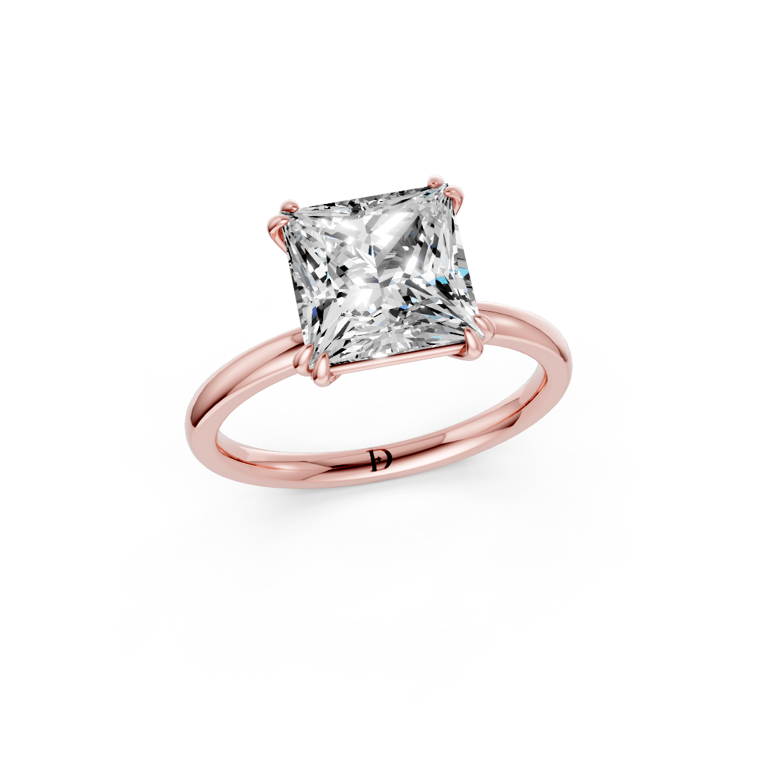 Double Prong Princess Solitaire Ring