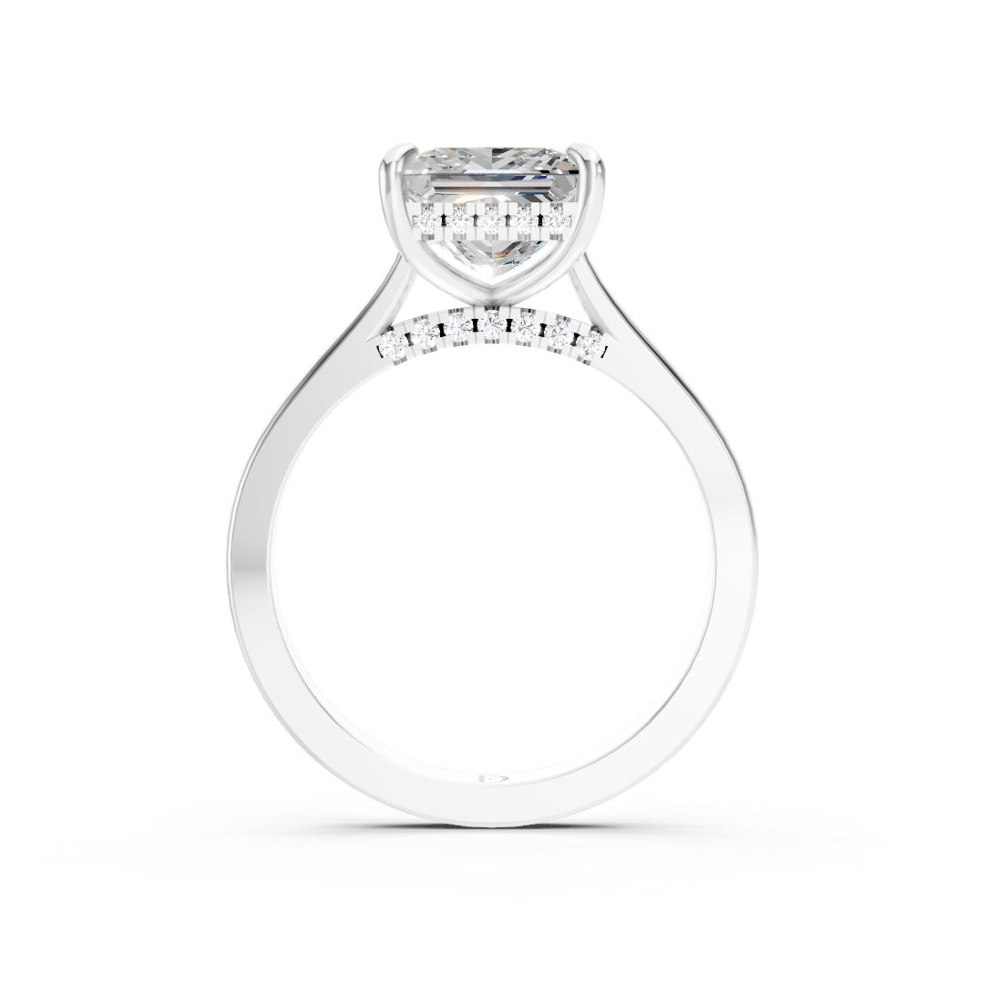 Princess Diamond Solitaire With Under-Halo & Bridge Accents