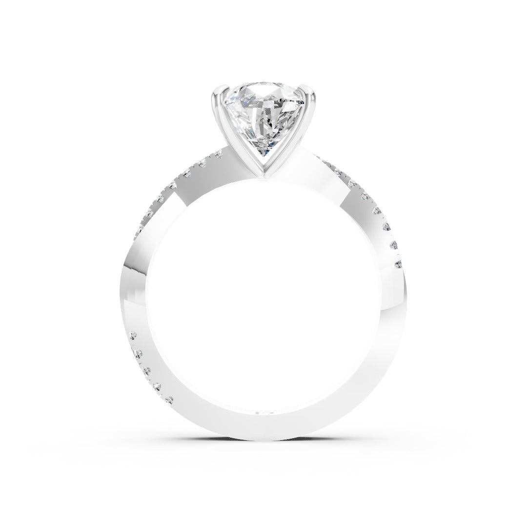 Pear Cut Diamond Twisted Anniversary Ring With Pave Band