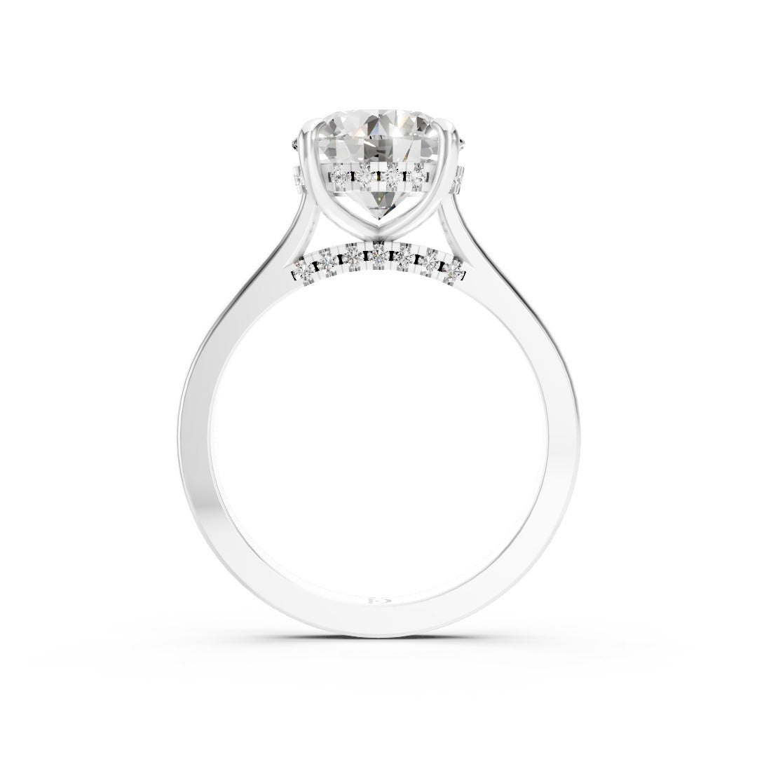 Round Diamond Solitaire With Under-Halo & Bridge Accents